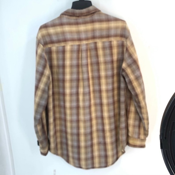 Wrangler Expeditions Men's Brown and Yellow Soft Flannel Button Down Shirt - Picture 8 of 12